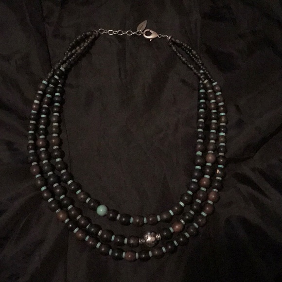 Coldwater Creek necklace wood and turquoise - Picture 4 of 5